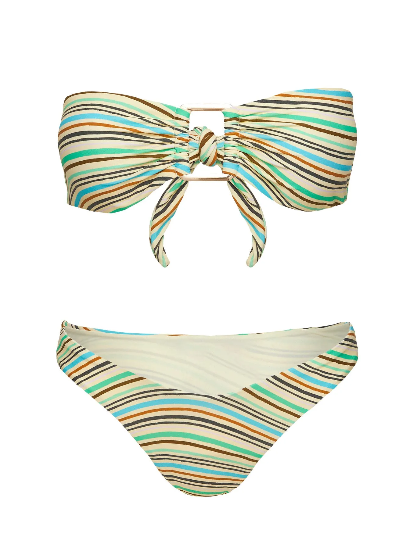 Calbira Bandeau Bikini Top Green Stripe