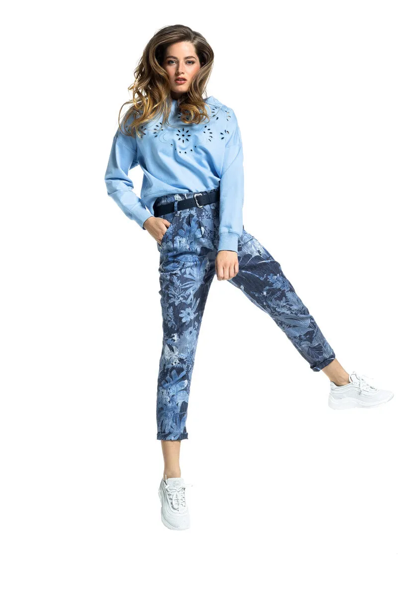 Caroline Biss PAPERBAG PRINTED COTTON TROUSERS