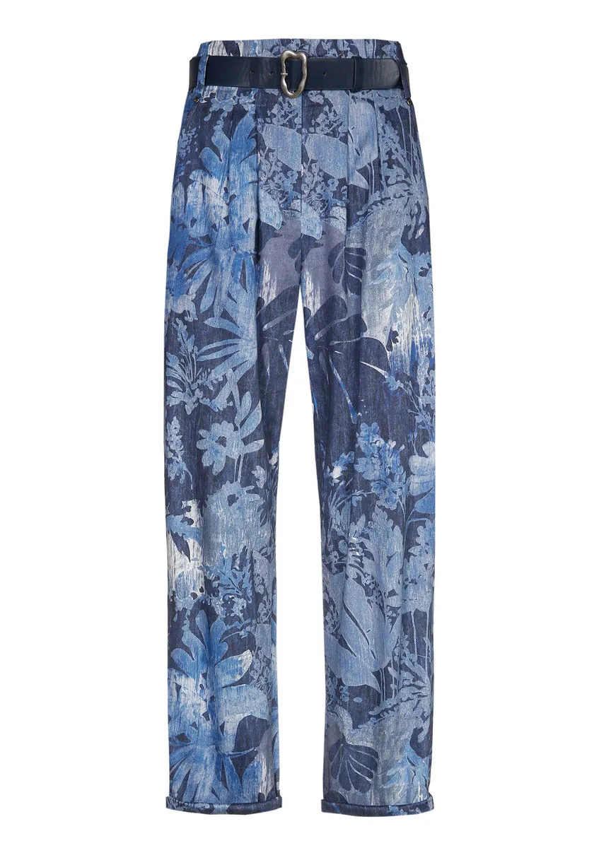 Caroline Biss PAPERBAG PRINTED COTTON TROUSERS