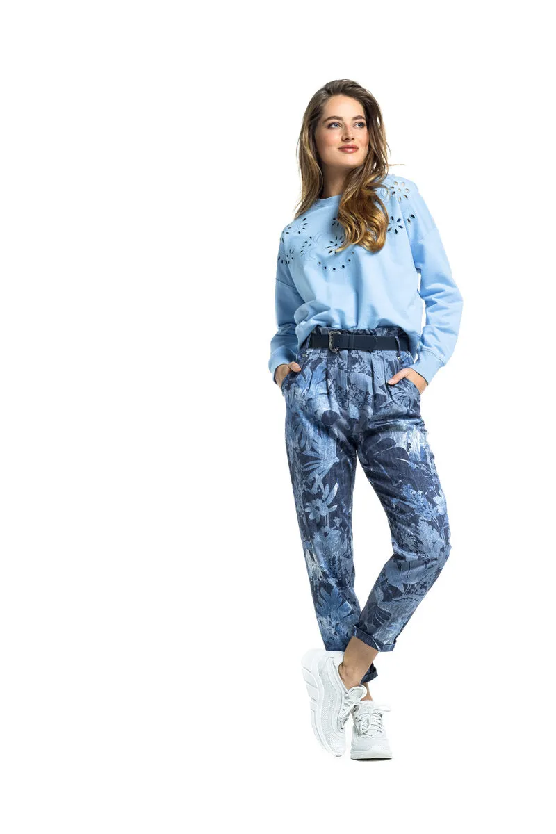 Caroline Biss PAPERBAG PRINTED COTTON TROUSERS