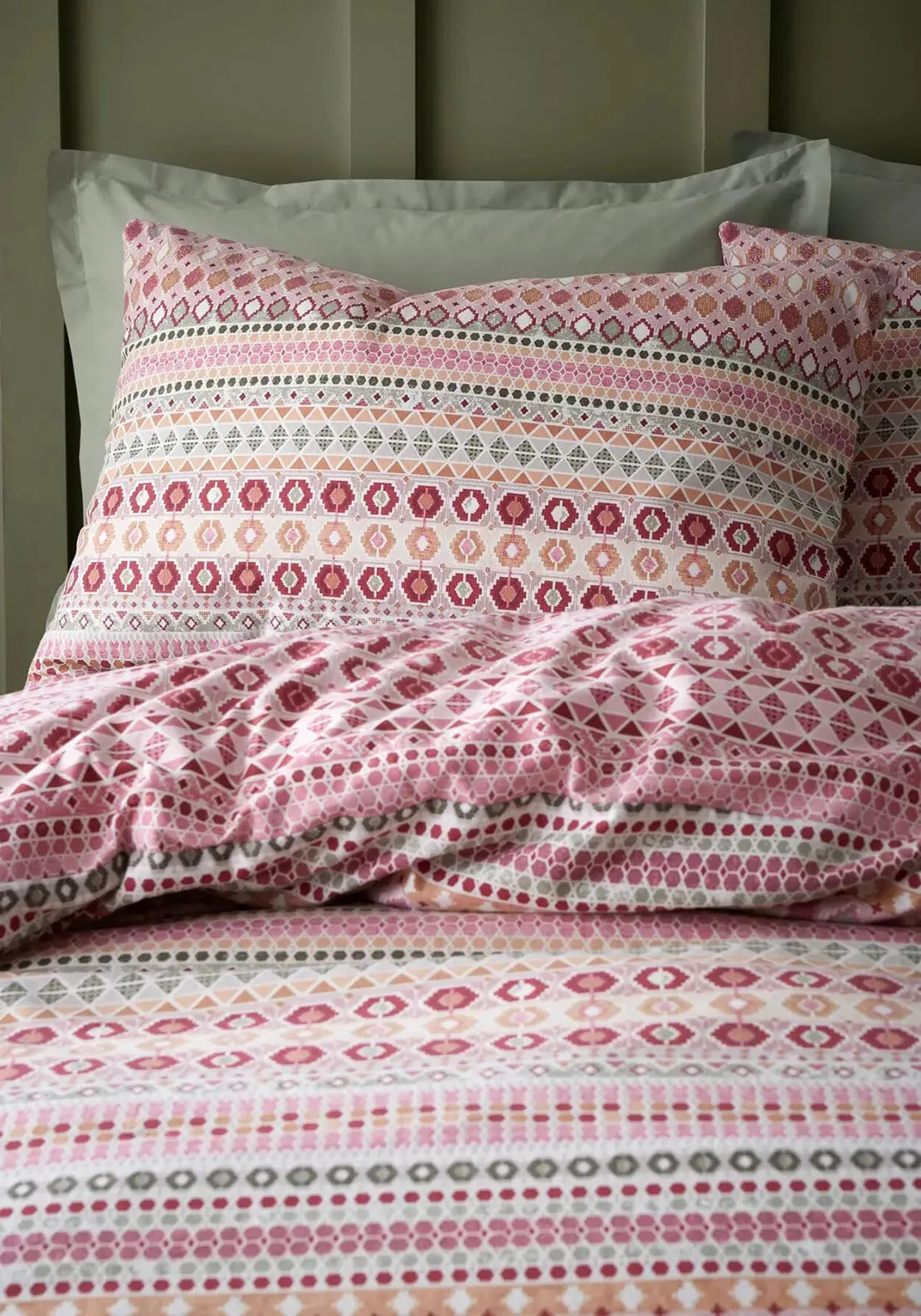 Catherine Lansfield Brushed Fairisle Print Duvet Cover Set, Red