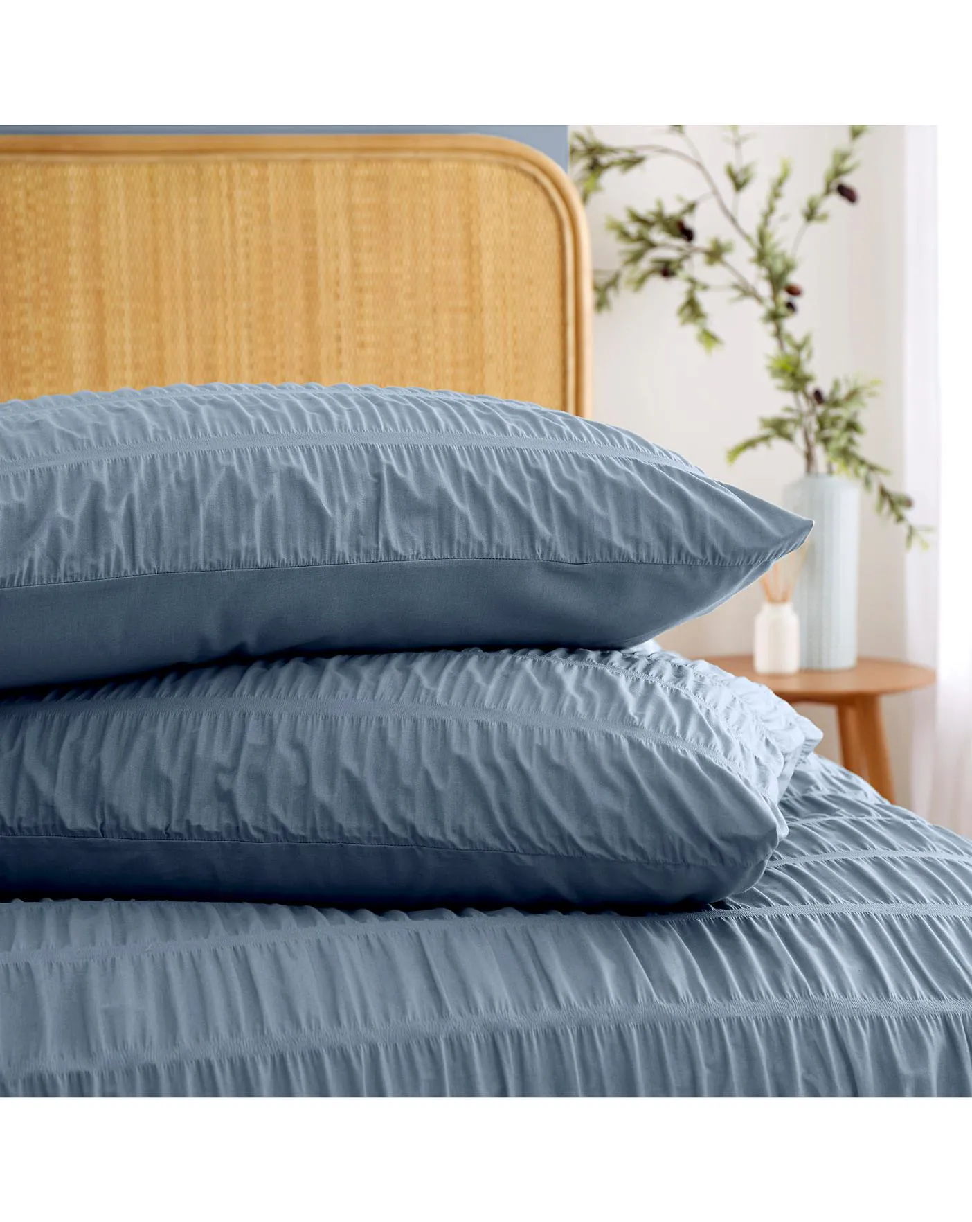 Catherine Lansfield Seersucker Blue Duvet Cover Set