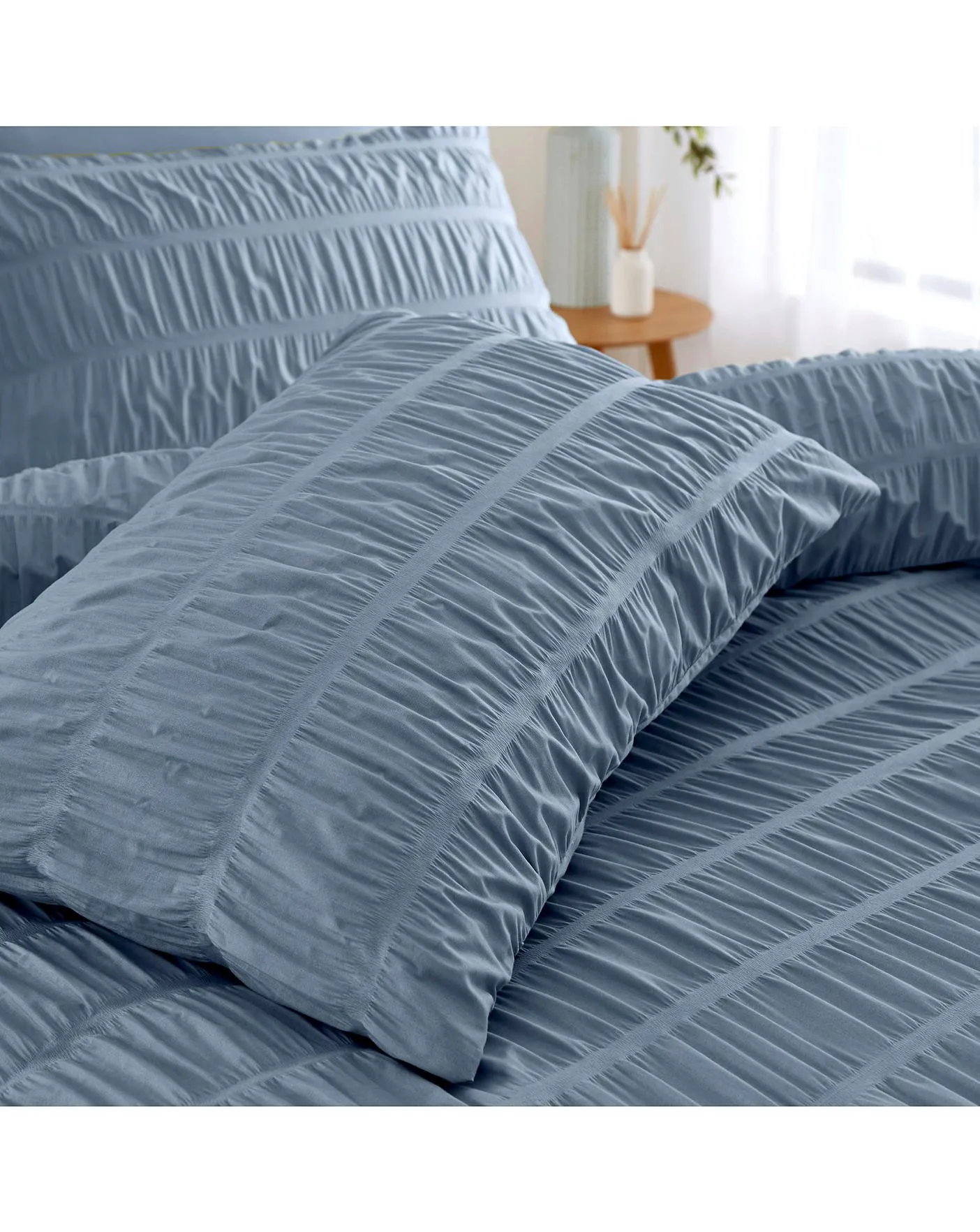 Catherine Lansfield Seersucker Blue Duvet Cover Set