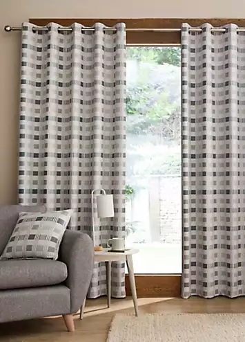 Catherine Lansfield Wilson Check Pair of Blackout Eyelet Curtains | Kaleidoscope