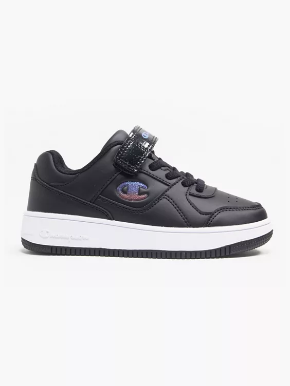 Champion  Junior Girls Rebound Low Black/White Velcro Trainers