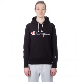 Champion Reverse Weave Script Applique Pullover Hooded Sweatshirt (New Black)