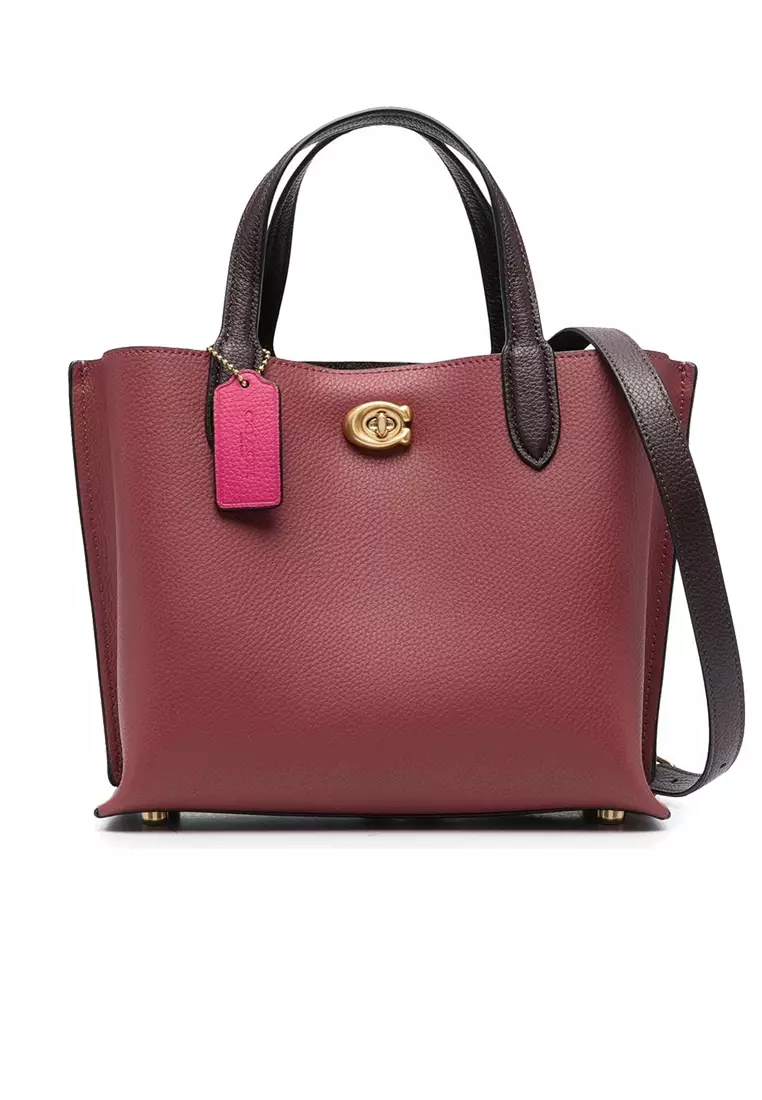 Coach COACH Willow Tote 24 In Colorblock Cherry C8561