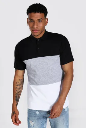 Colour Block Short Sleeve Polo Shirt