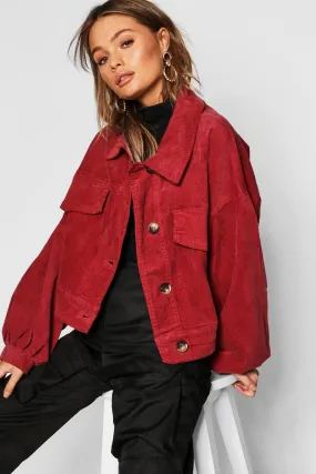 Cord Oversize Balloon Sleeve Trucker Jacket