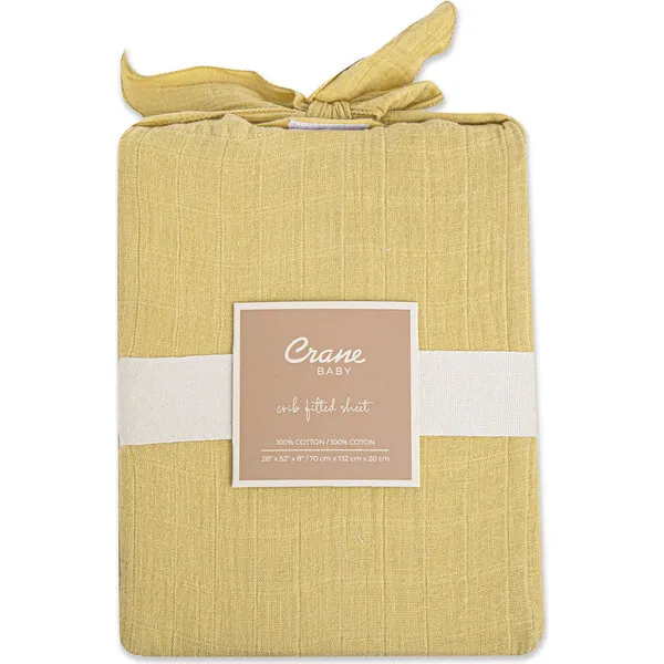 Crane Baby Crib Fitted Sheet, Ochre