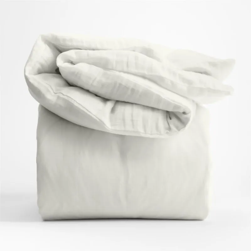 Crate&Barrel Supersoft Kids Pampas Ivory Gauze Organic Cotton Twin Duvet Cover