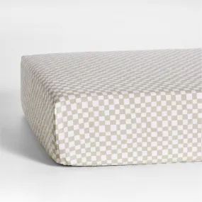 Crate&Barrel Venice Natural Taupe Organic Cotton Baby Crib Fitted Sheet by Leanne Ford