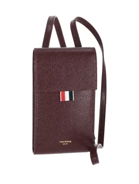 CROSSBODY PHONE HOLDER W/ FLAP IN PEBBLE LUCIDO LEATHER