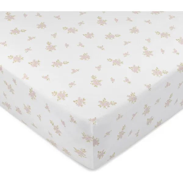 Domani Home Jardin Floral Print Crib Sheet, Pink