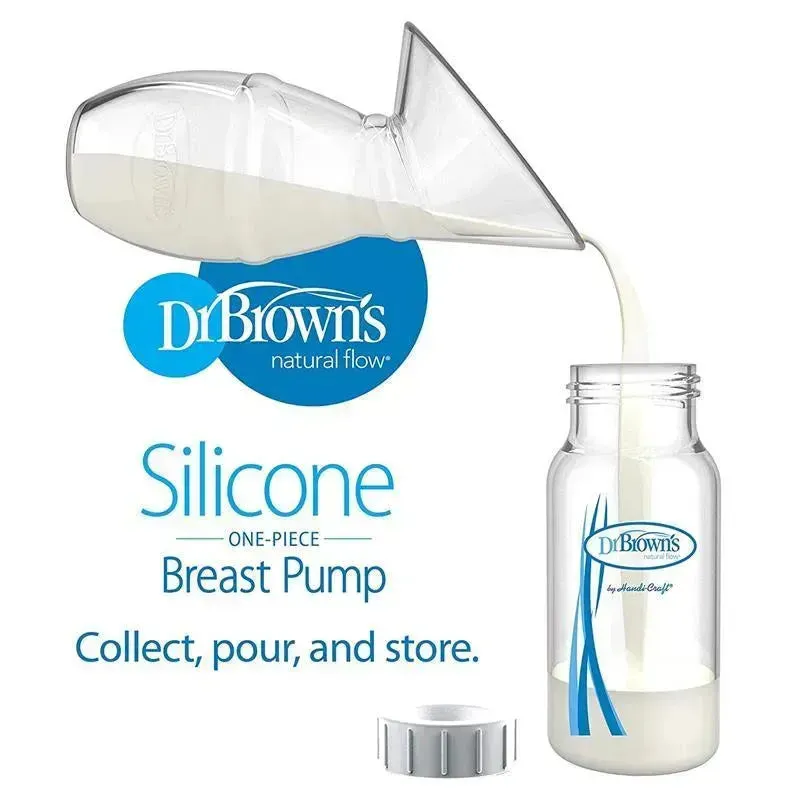 Dr. Brown's Milkflow Silicone Breast Pump, Breast Milk Catcher with Options+ Anti-Colic Baby Bottle & Travel Bag