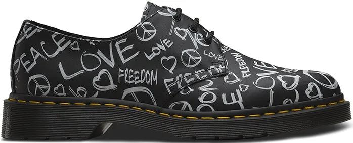 Dr. Martens 1461 Backhand Low Top Script Print White/Black