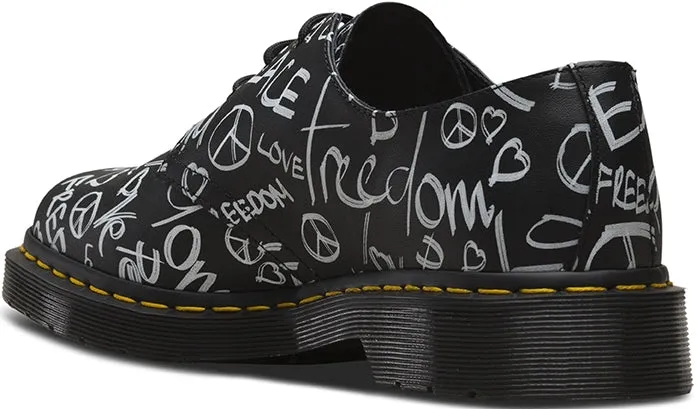 Dr. Martens 1461 Backhand Low Top Script Print White/Black