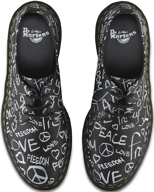 Dr. Martens 1461 Backhand Low Top Script Print White/Black