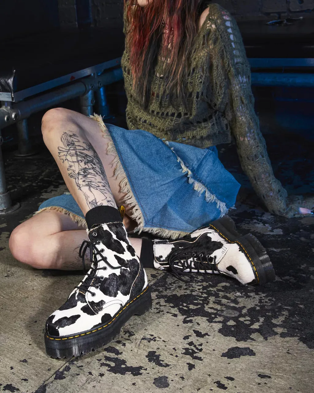 Dr. Martens Jadon Retro Quad Hair On Cow Print