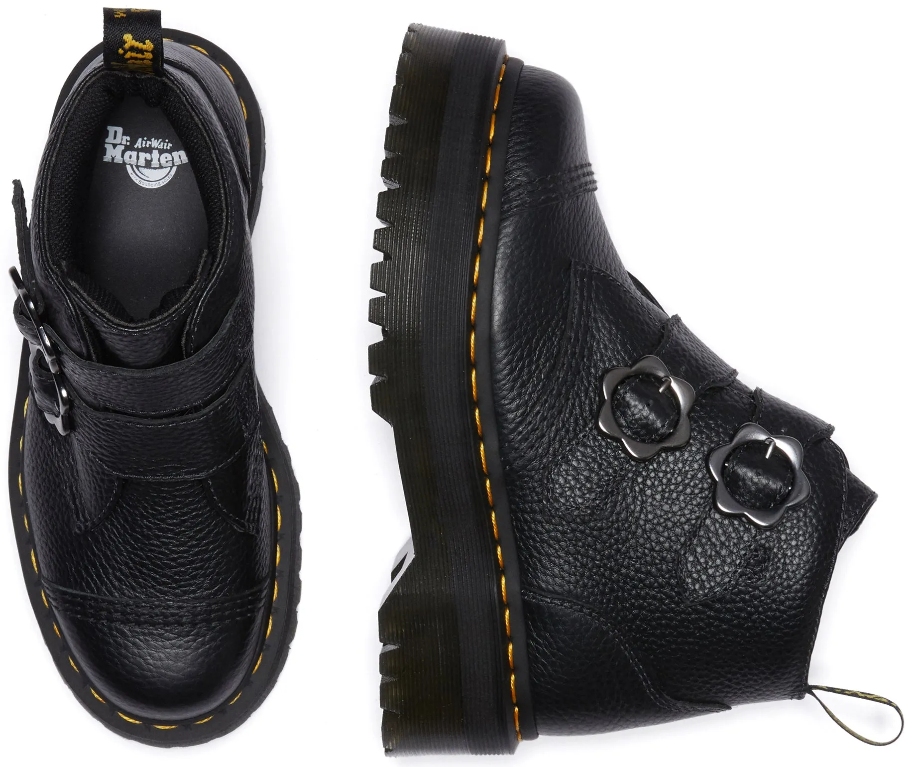 Dr Martens Womens Devon Flower Black Nappa