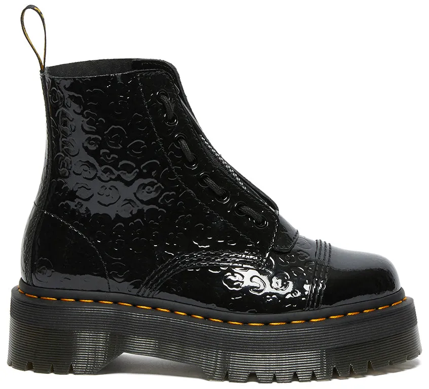 Dr Martens Womens Leather Hi Top Sinclair Black Patent Leopard