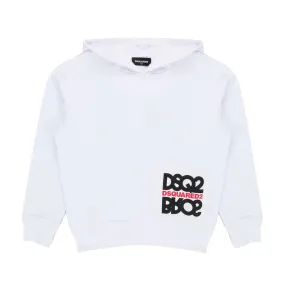 Dsquared2 White Hoodie Sweatshirt For Children And Teen