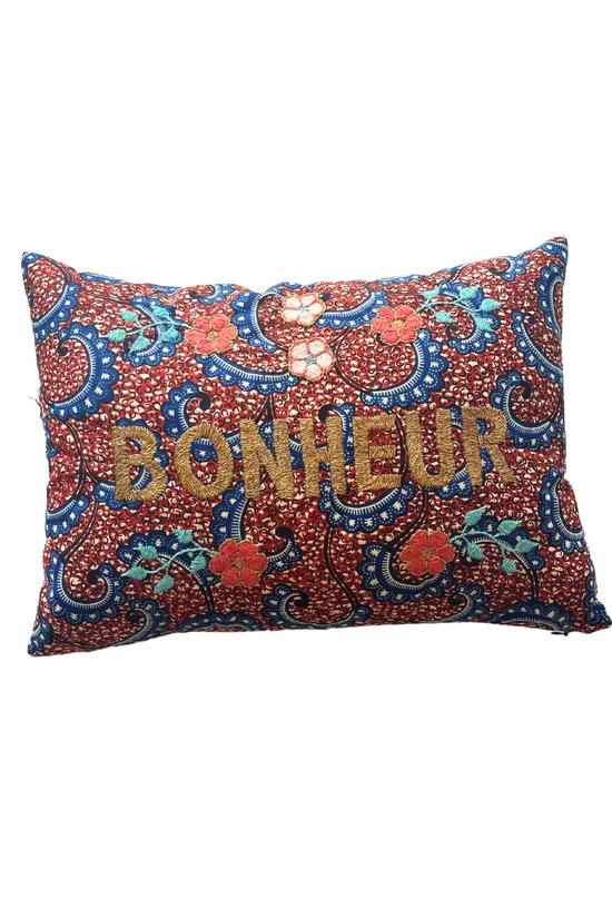 Embroidered Pillow BONHEUR  