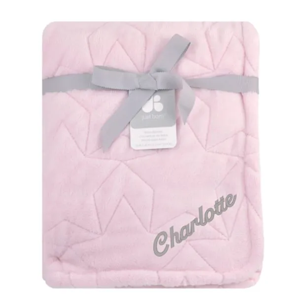 Embroidered Star Luxury Blanket in Pink