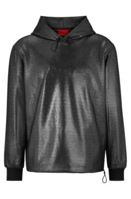 Foil-printed hoodie in stretch fabric