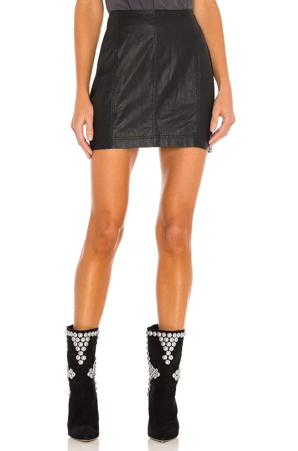 Free People FEMME LEATHER SKIRT