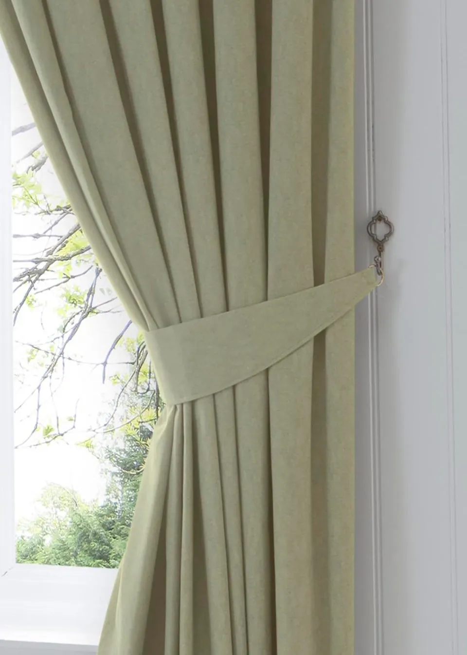 Fusion Dijon Blackout Green Pencil Pleat Curtains