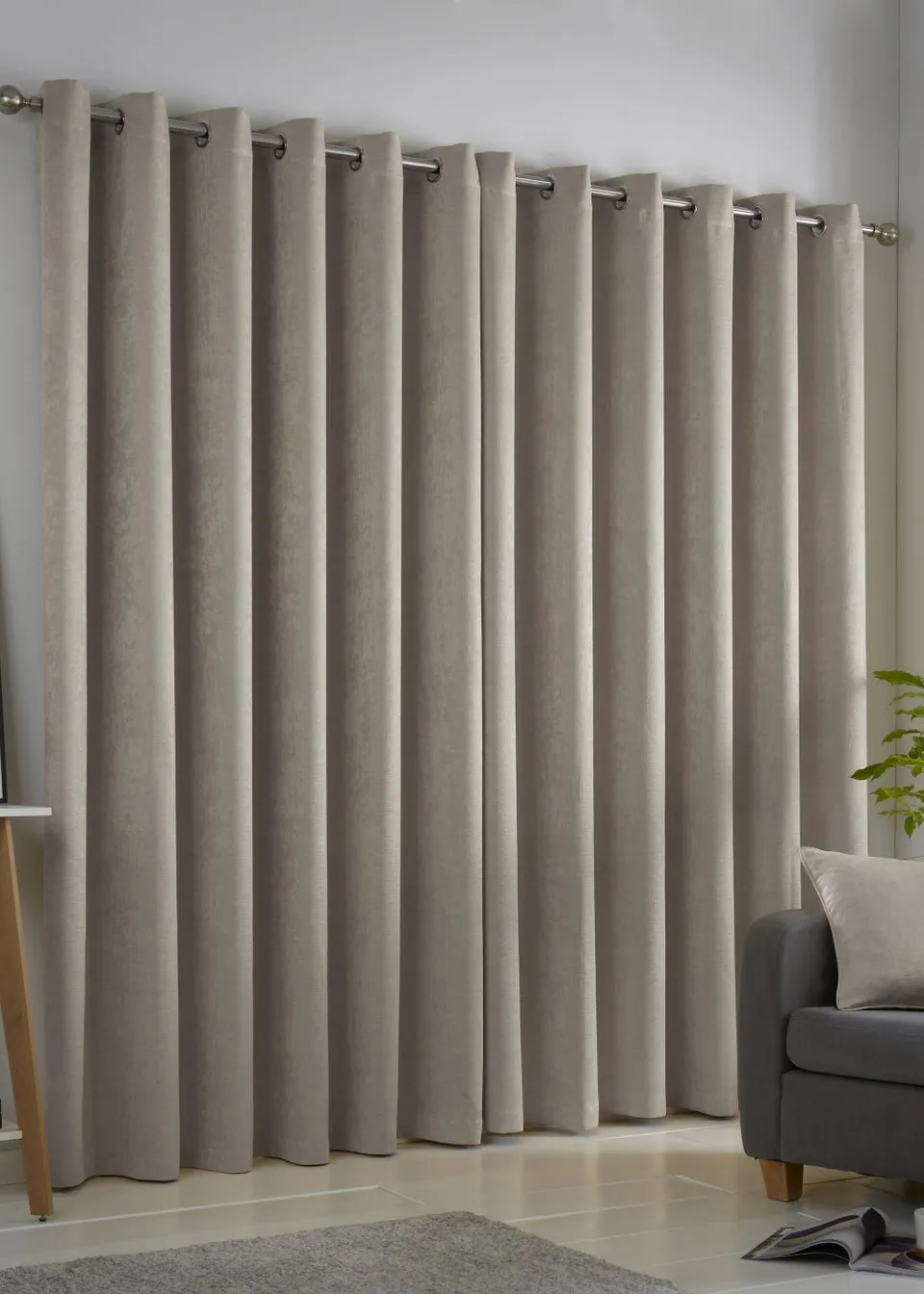 Fusion Strata Dimout Natural Eyelet Curtains