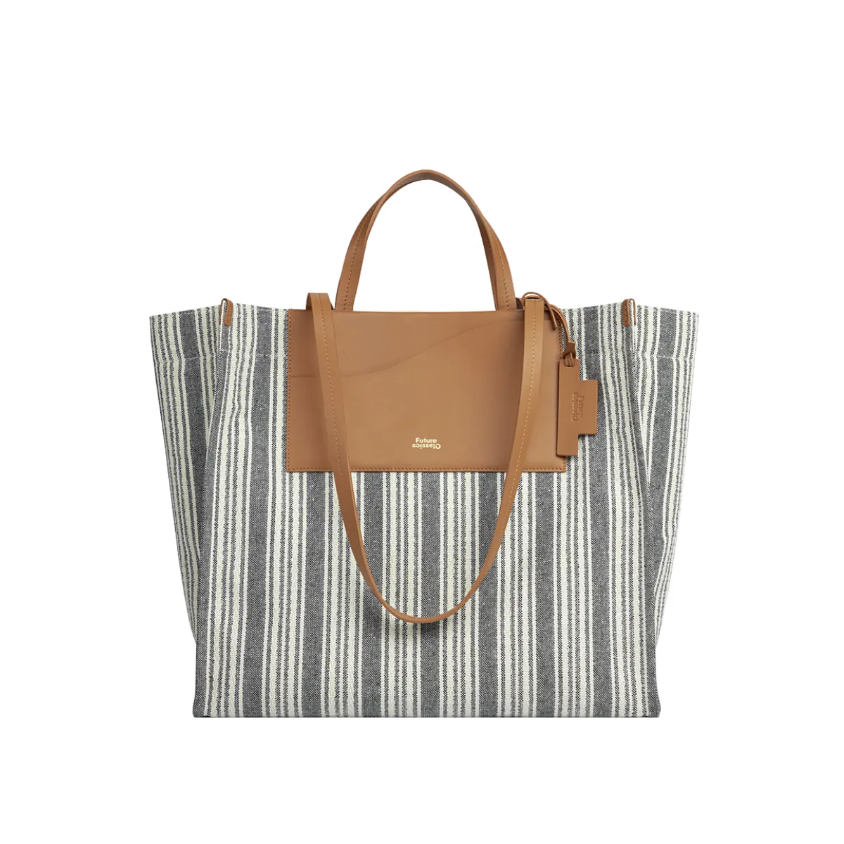 Future Classics   Large Spread Tote Caramel X Canvas Stripes