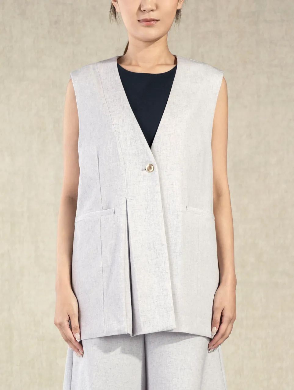 Future Classics   Oversized Asymmetric Vest Flint Grey Heather