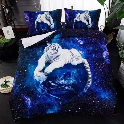 Galaxy White Tiger Duvet Cover