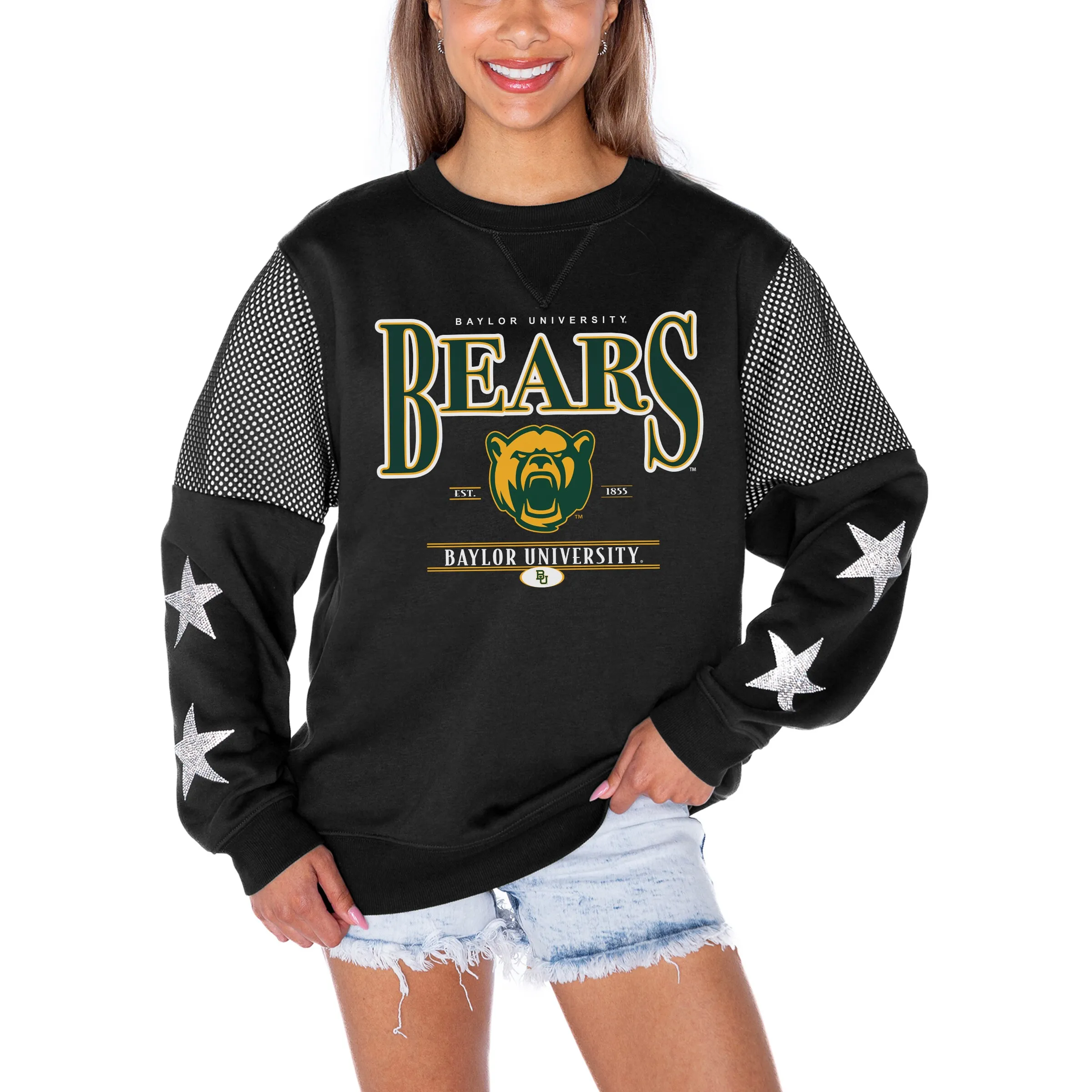 Gameday Couture Baylor Bears Women's Black Shining Spirit Fleece Pullover Sweatshirt