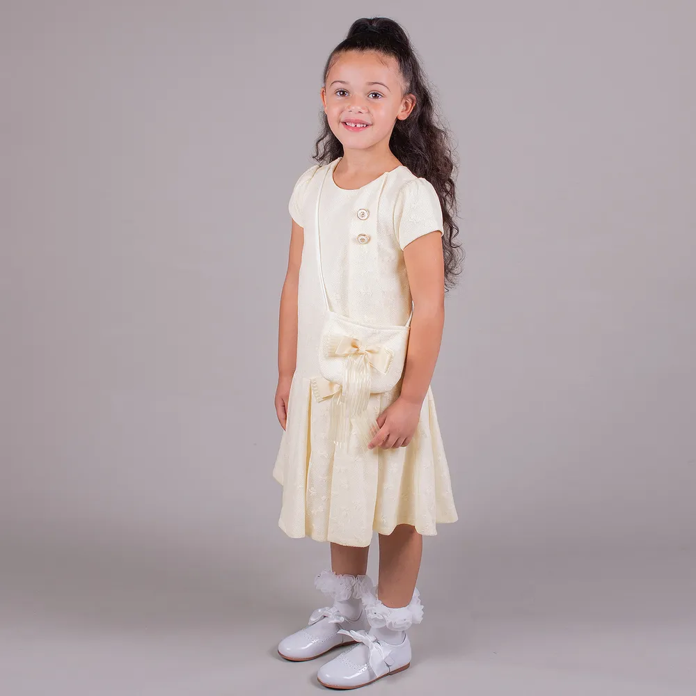 Girls Ivory Dress & Bag Set