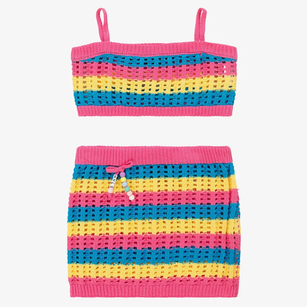 Girls Striped Crochet Skirt Set