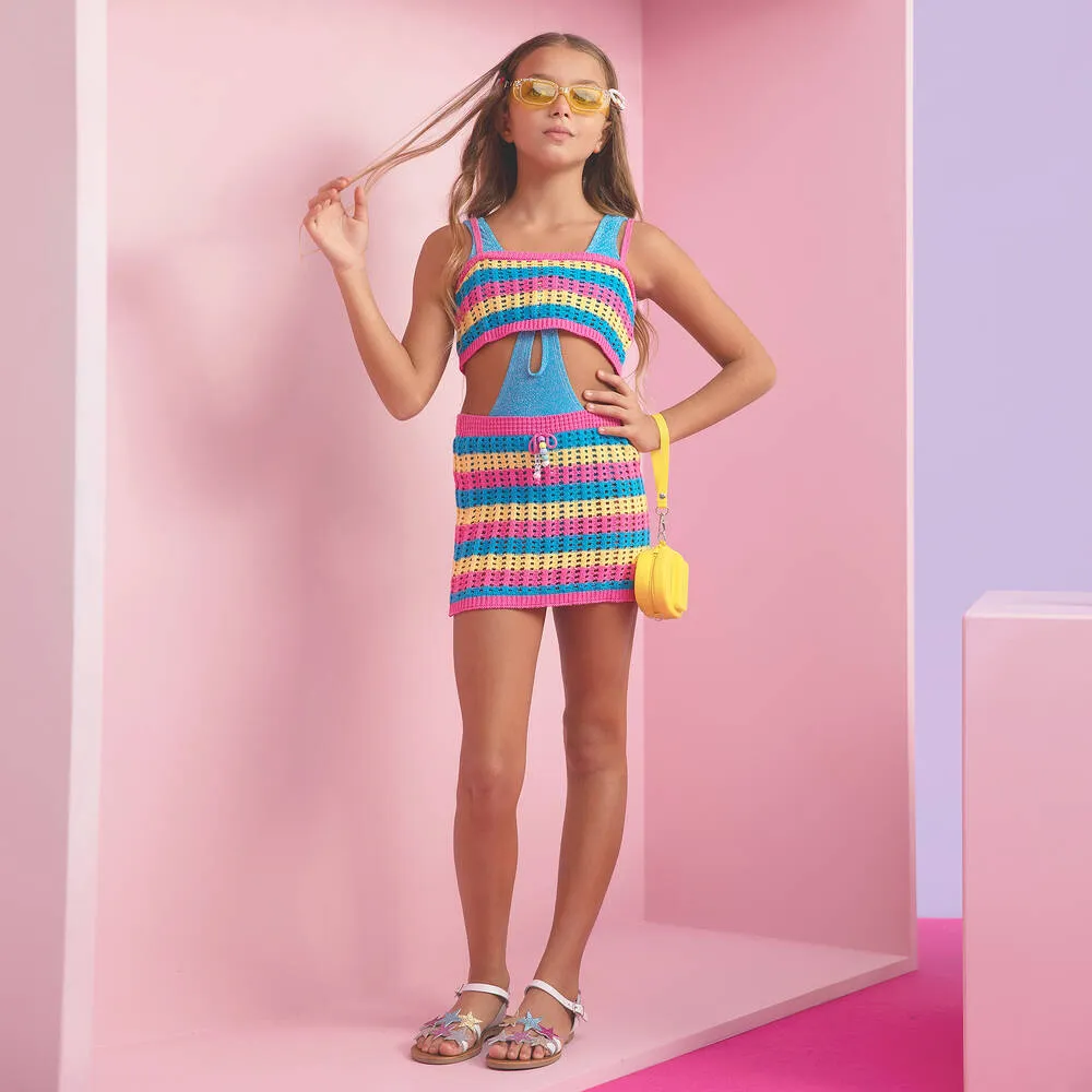 Girls Striped Crochet Skirt Set