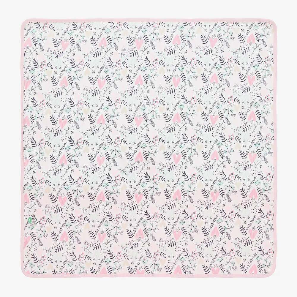 Girls White & Pink Cotton Blanket (80cm)