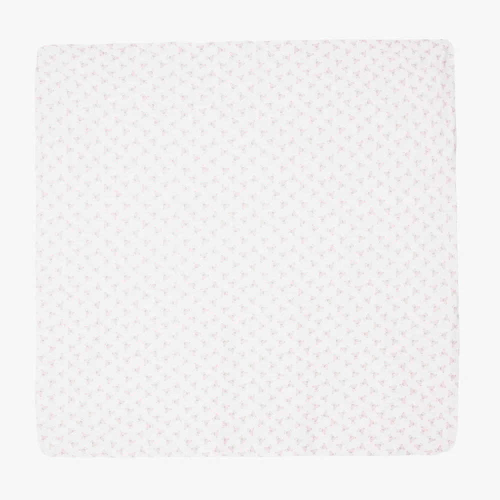 Girls White & Pink Pima Cotton Blanket (100cm)