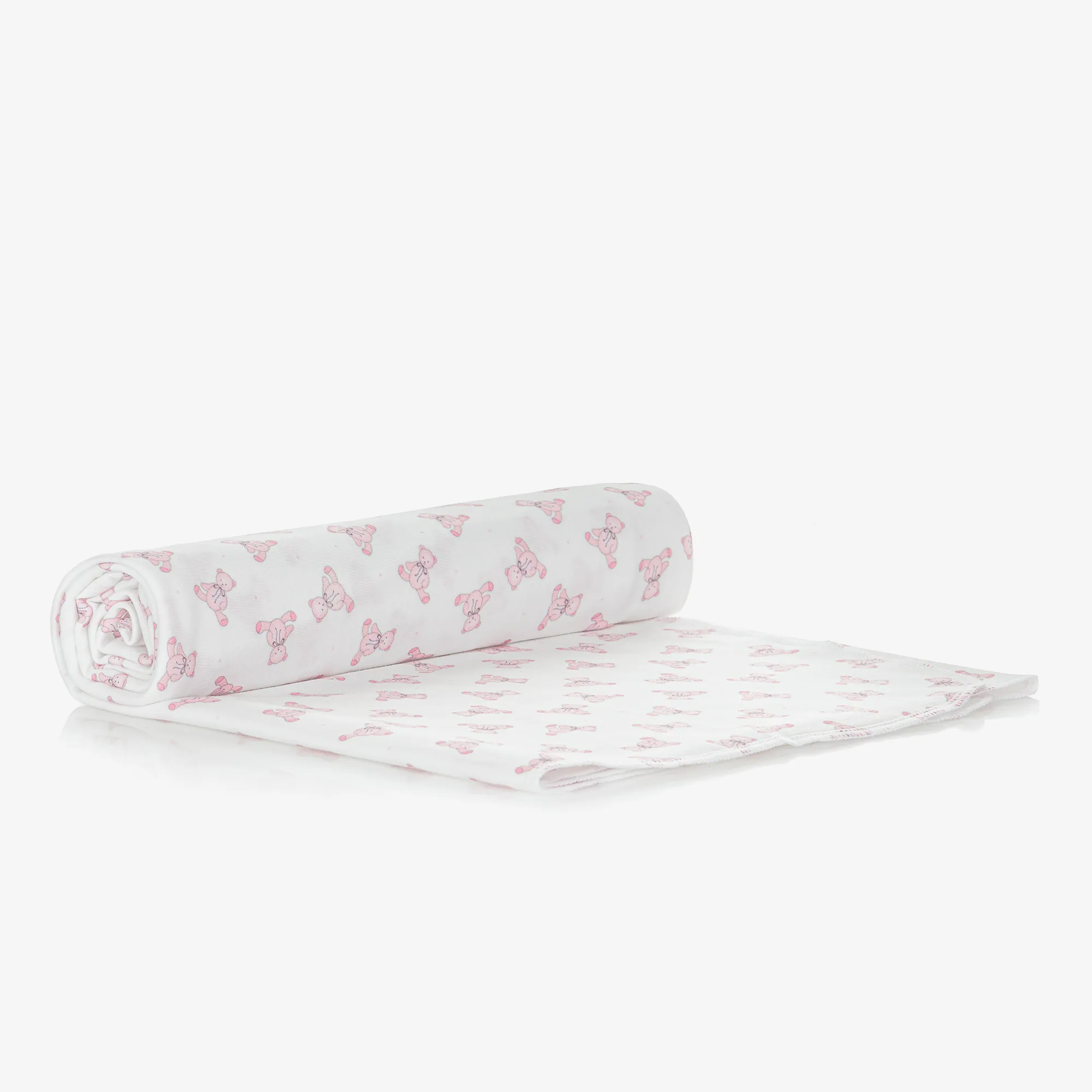 Girls White & Pink Pima Cotton Blanket (100cm)