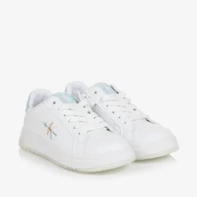 Girls White Lace Up Trainers