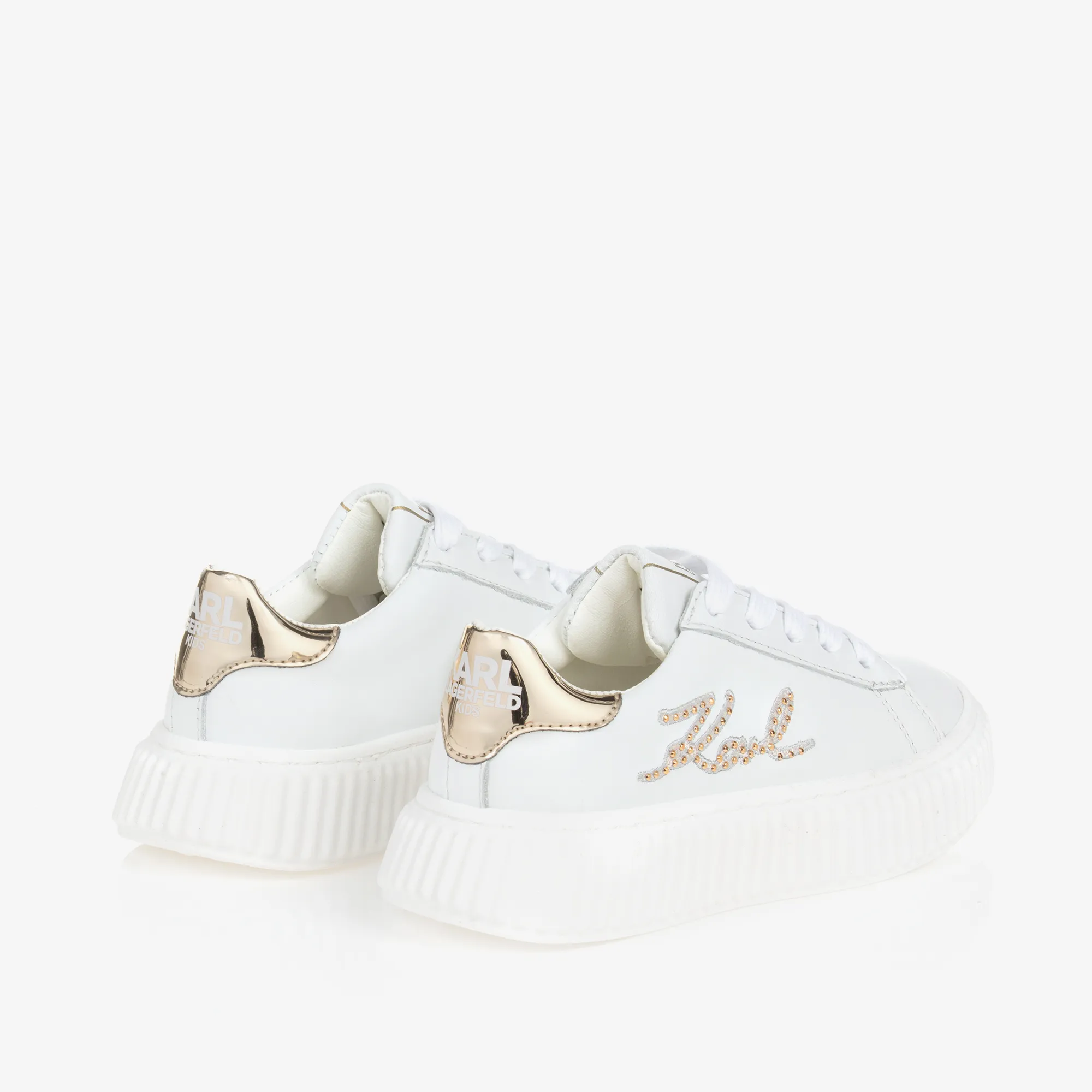 Girls White Leather Trainers