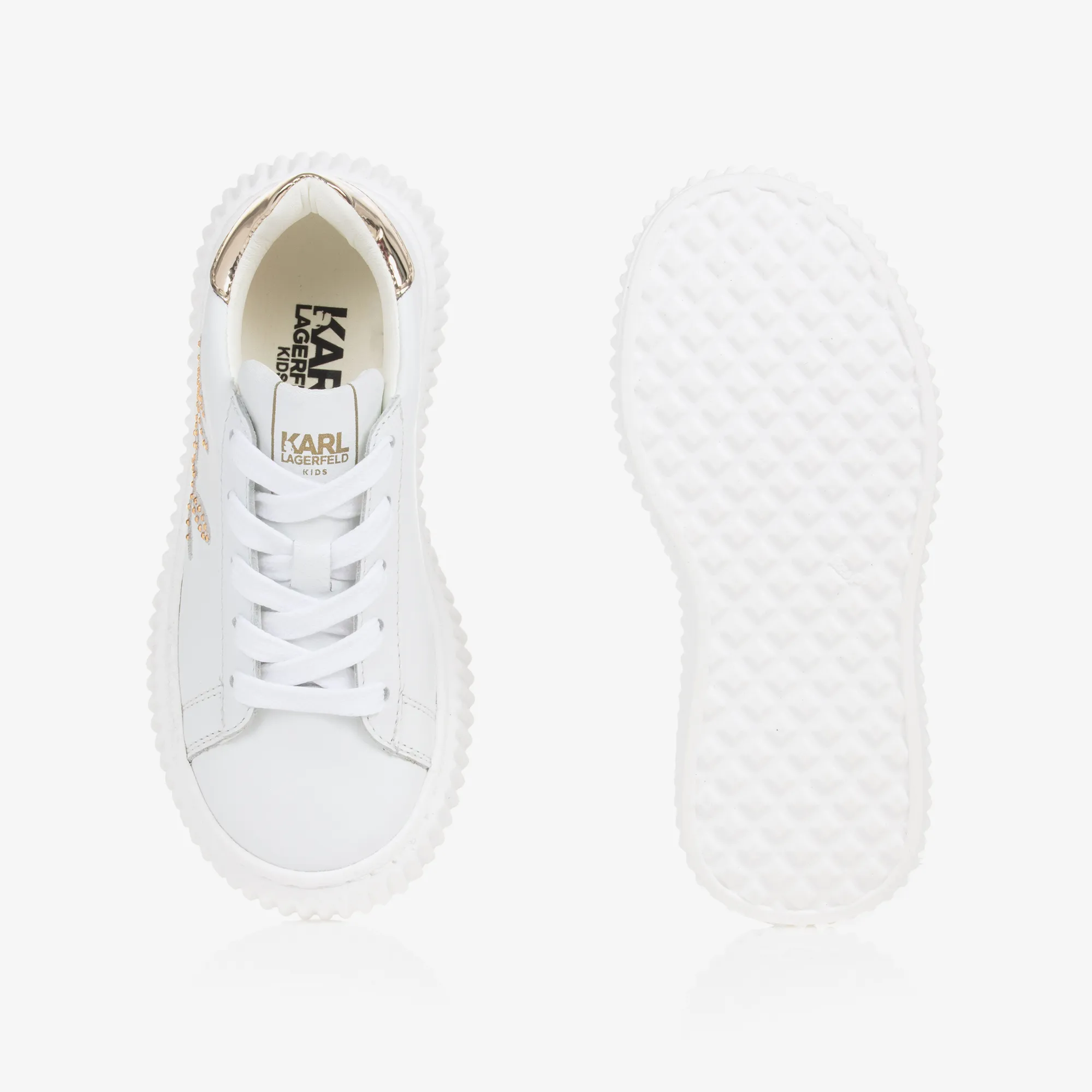 Girls White Leather Trainers