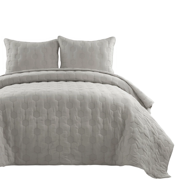 Gray Hexagon Honeycomb 3-pc. Cali King Quilt Set