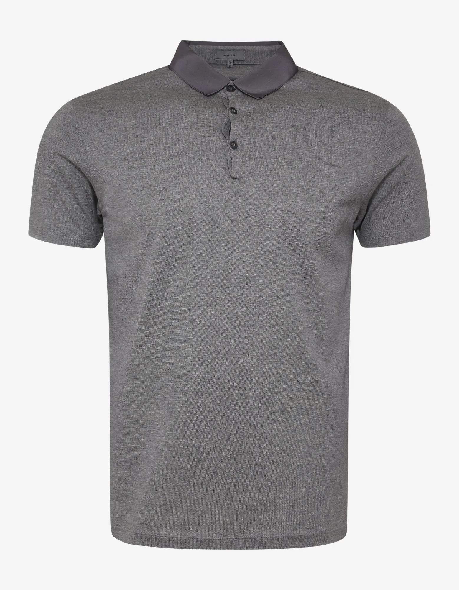 Grey Grosgrain Collar Polo T-Shirt -