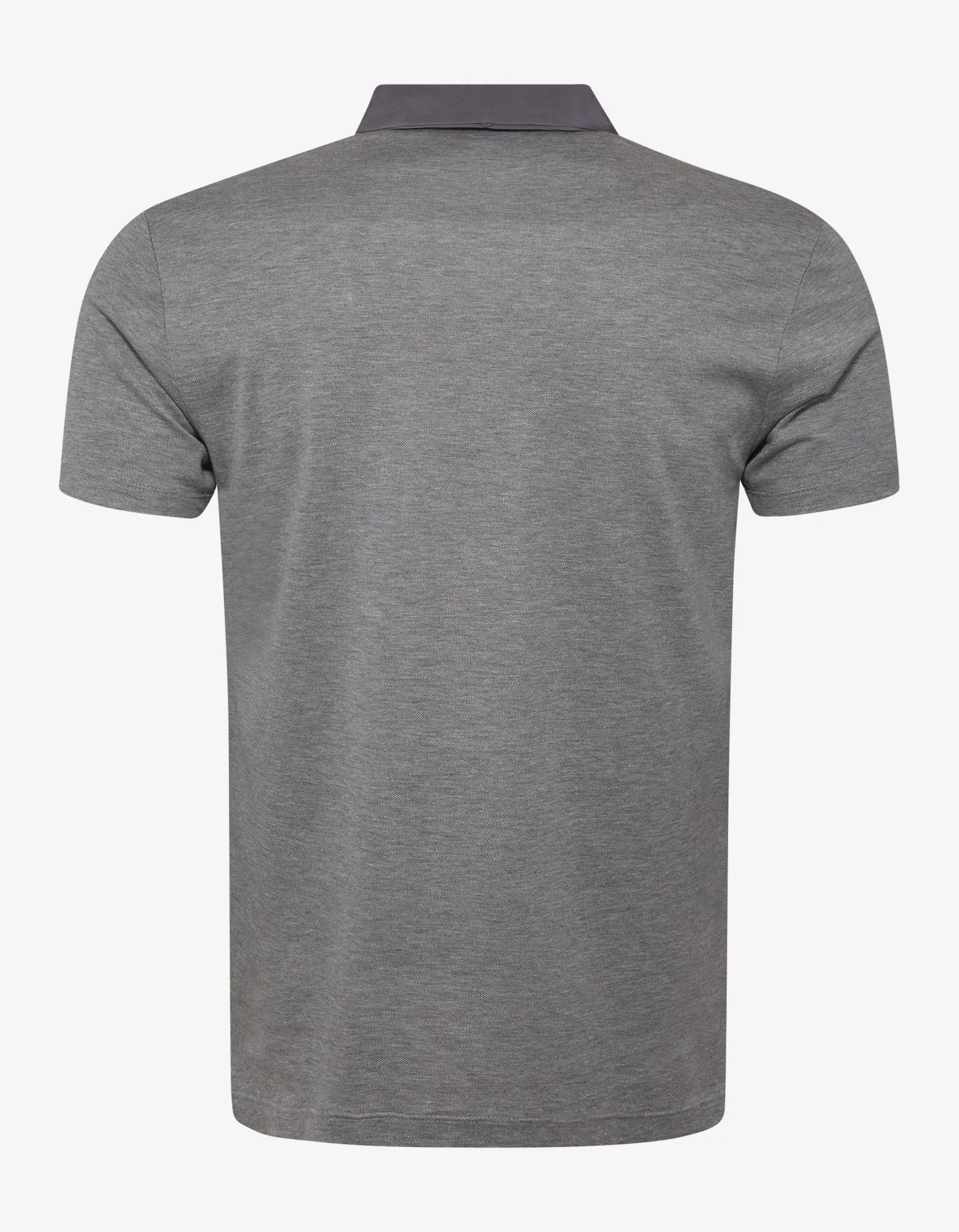 Grey Grosgrain Collar Polo T-Shirt -