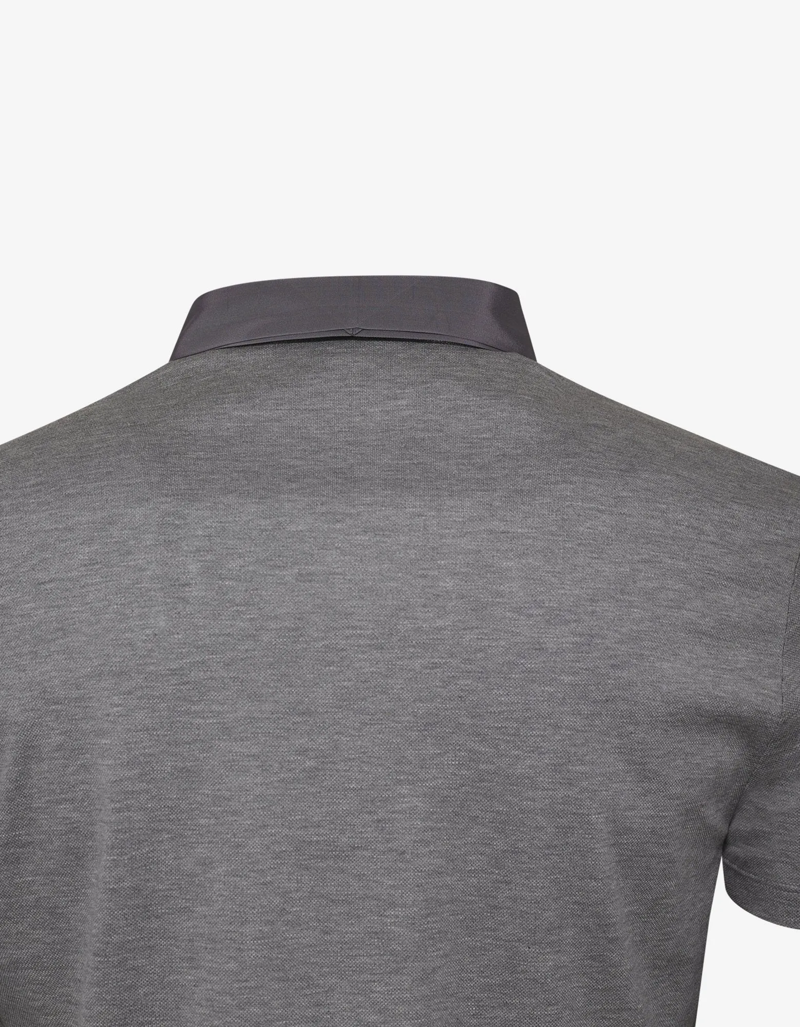 Grey Grosgrain Collar Polo T-Shirt -