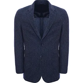 Hackett London Textured Geometric Wool Jacket in Blue/Multi